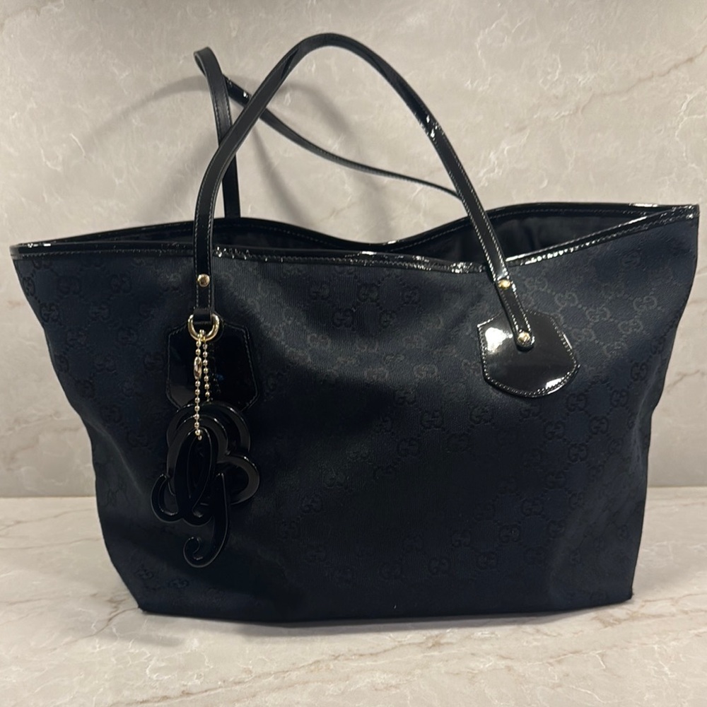 Gucci Black Monogram Tote Bag